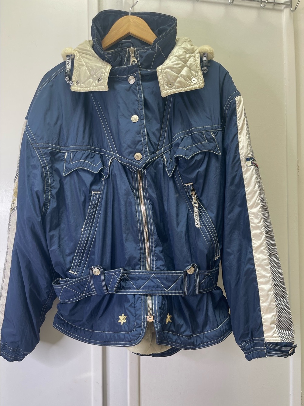Vintage 80s 90s Chervò Sports Italian Ski Jacket - Blue/White Boxy Techwear